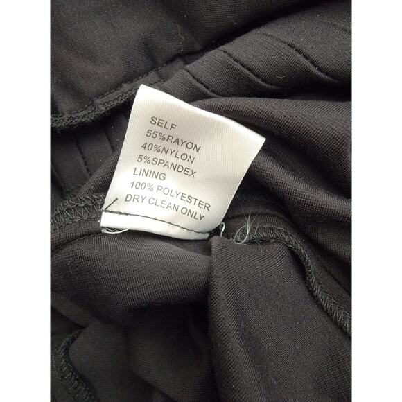 Tadashi Shoji Illusion Dress SZ M Cocktail Flare Midi V Neck Mesh Tulle Black - Picture 10 of 10